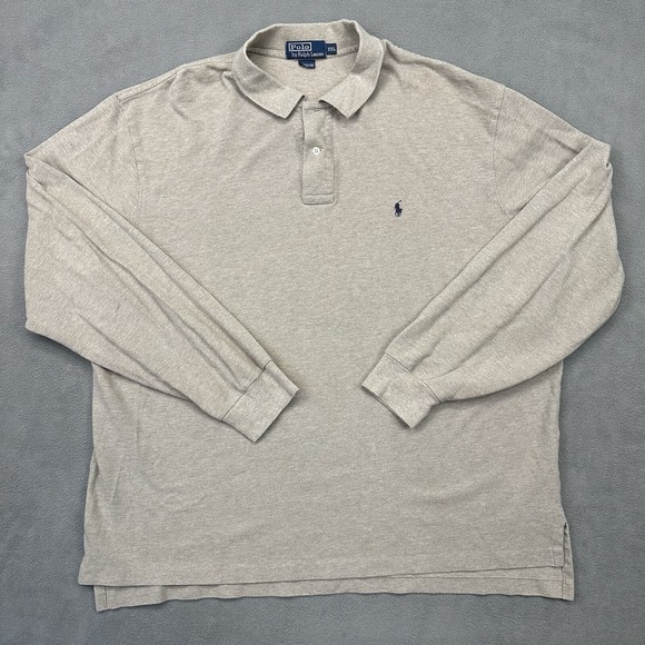 Vtg‎ Polo Ralph Lauren Size 2XL Light Brown Long Sleeve Cotton Polo Shirt Button - Picture 2 of 12